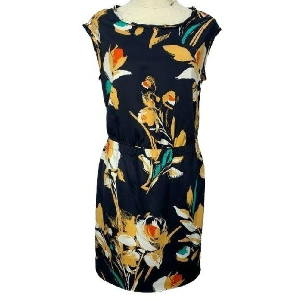 The Limited Women's Black Yellow Floral‎ Sleeveless Layered Dress Size Small